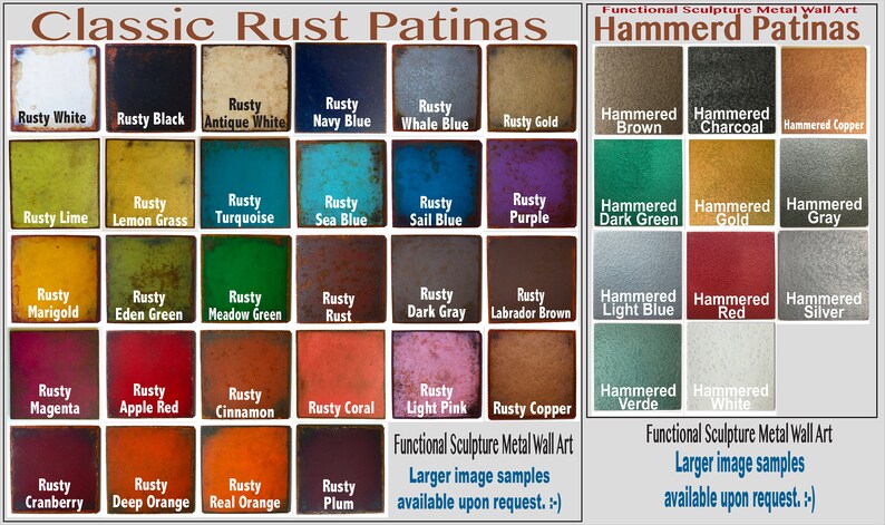 Decoración de pared metálica en forma de corazón – Elige el color de la pátina, 30-58 cm de ancho. imagen 2