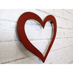 Corazón Shabby Chic Decoración del hogar de arte de pared de metal Elija 8,5, 12, 17 o 20 de ancho, Elija un color de pátina Hecho a mano Recorte de corazón hueco imagen 8