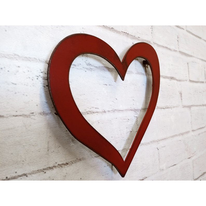 Shabby Chic Heart Metal Wall Art Home Decor Choose 8.5, 12, 17 or 20 wide, Choose a Patina Color Handmade Hollowed Heart Cutout image 8