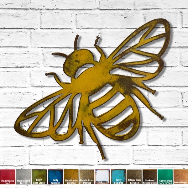 Bumblebee - Metal Wall Art Home Decor - Handmade - Choose your Patina Color - Choose 12", 17" or 23" wide - Indoor/Outdoor Metal Wall Art