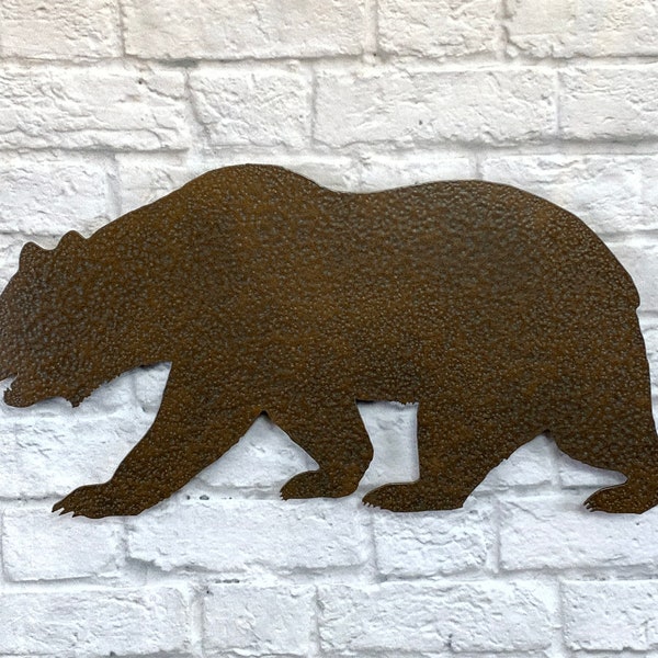 Bear Sign - Metal Wall Art Home Decor - Handmade - Choose a Size 12", 17", 23", 36", 42" or 47" - Choose a Patina Color - Living Room Cabin