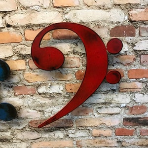 Bass Clef Metal Wall Art Handmade Home Decor - Choose 11", 17" or 24" tall, Choose your Patina Color and from a Variety of Musical Symbols