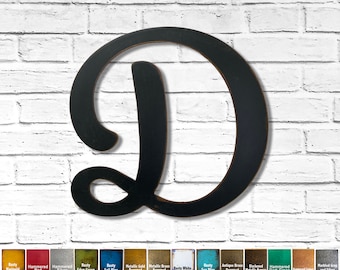 Letter D - Metal Wall Art Home Decor- Choose 12", 16", or 22" inch tall - Karlie Font - Choose a Patina Color and any Letter/Number!