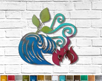 Four Elements Symbol - Metal Wall Art Home Decor - Earth, Wind, Water and Fire Symbol - Choose your size of 12", 17", 23", 30" or 36" wide