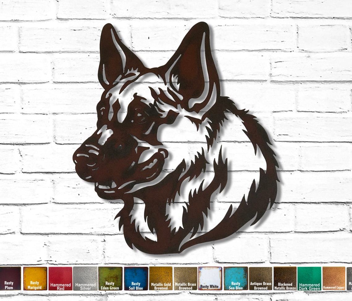 German Shepherd Metal Wall Art Handmade Choose 11 Etsy