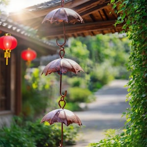 Metal Hanging Umbrella Rain Chain, Wind Chimes,Garden/Tree/Patio/Balcony/Yard Art Decor ,Gift for Home,Metal art Housewarming