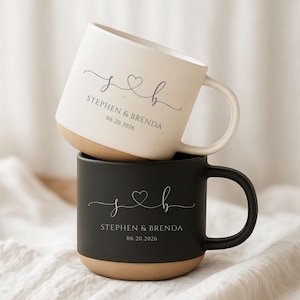 Personalized Engraved Couple Pottery Mugs, Mr and Mrs Mug, Wedding Gift Mugs, Husband & Wife Mugs, New Bride and Groom Set, Gift For Couples