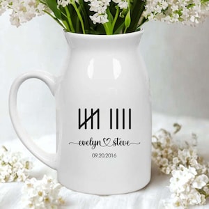 Personalized 9 Year Anniversary Gift, Wedding Anniversary Ceramic Flower Vase, Wedding Gifts For Her, 9 Year Anniversary Gift for Wife