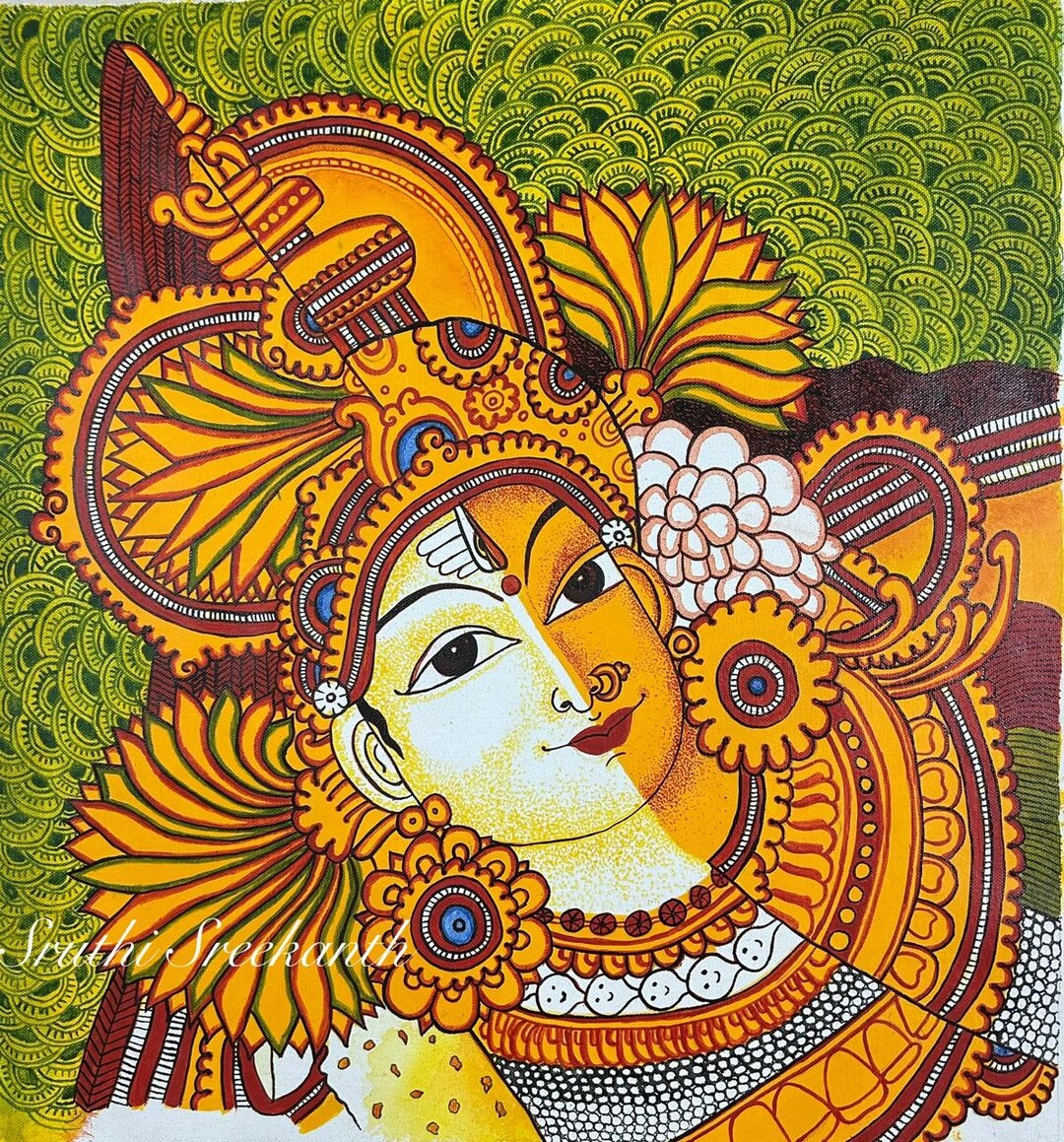 Handpainted Ardhanareeshwara Canvas – Kerala Mural Folk Art - Etsy