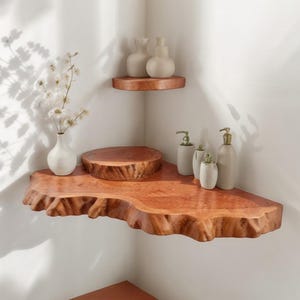Corner floating wood shelf wall mount bookshelf solid wood carving art booshelves decor for living room