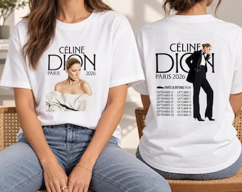 T-shirt graphique Céline Dion, T-shirt de la tournée parisienne de Céline Dion 2026, T-shirt Céline Dion en concert, Produits dérivés Céline Dion, Cadeau pour les fans de Céline Dion