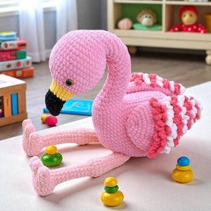 Crochet Flamingo Plush – Amigurumi Bird Toy, Stuffed Flamingo Gift for Baby, Handmade Cute Animal, Nursery Decor, Tropical Bird Plush