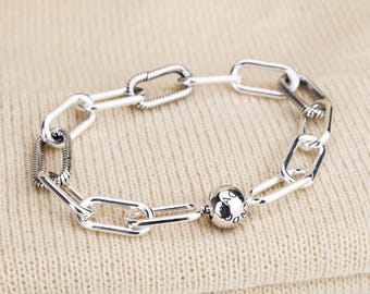 Bracciale Pandora ME con catena a maglie, bracciale con charm in argento Sterling S925, gioielli minimalisti, regalo per lei con bracciale con charm compatibile