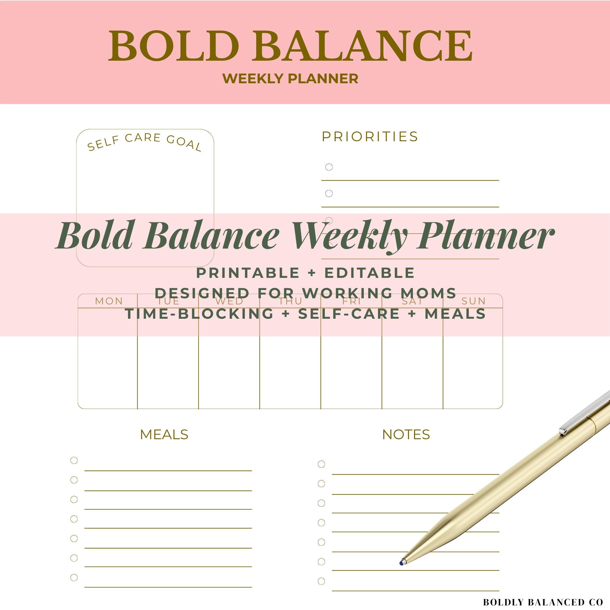 Weekly Balance Check Planner Bold Balance Weekly Planner - Etsy