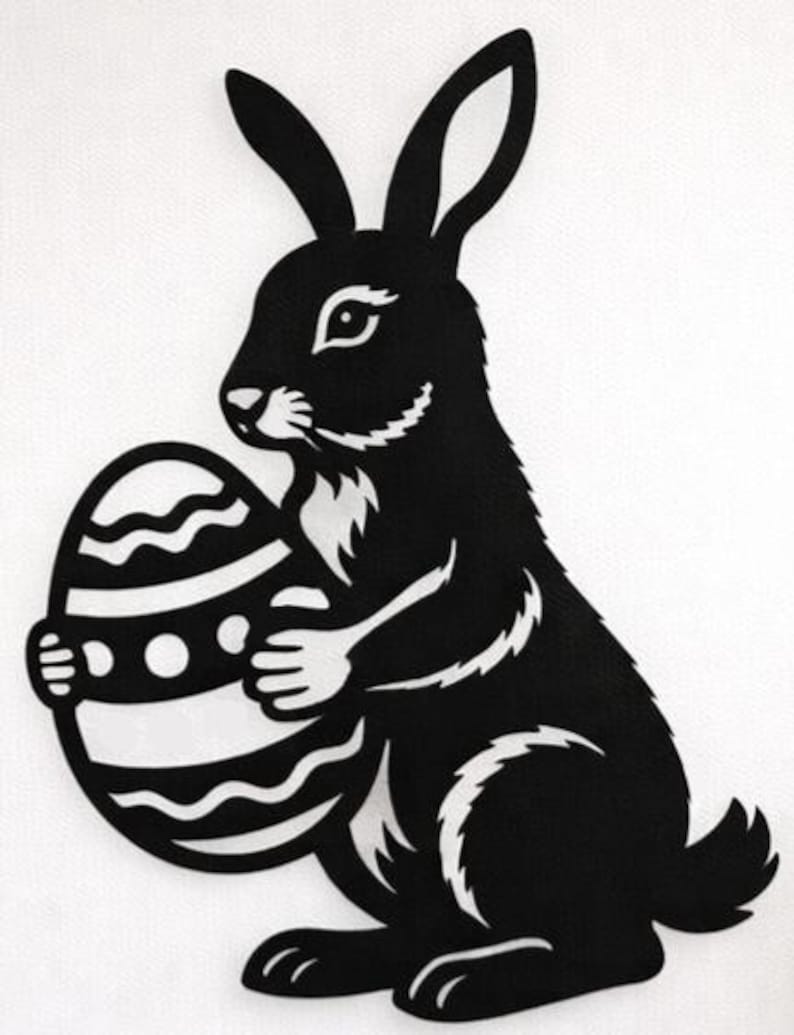 Easter Bunny and Egg DXF SVG– CNC Plasma Cutting File, Vector Bunny Svg ...