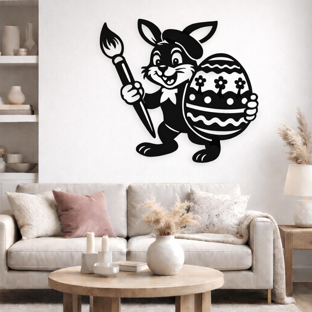 Easter Bunny and Egg DXF SVG– CNC Plasma Cutting File, Vector Bunny Svg ...