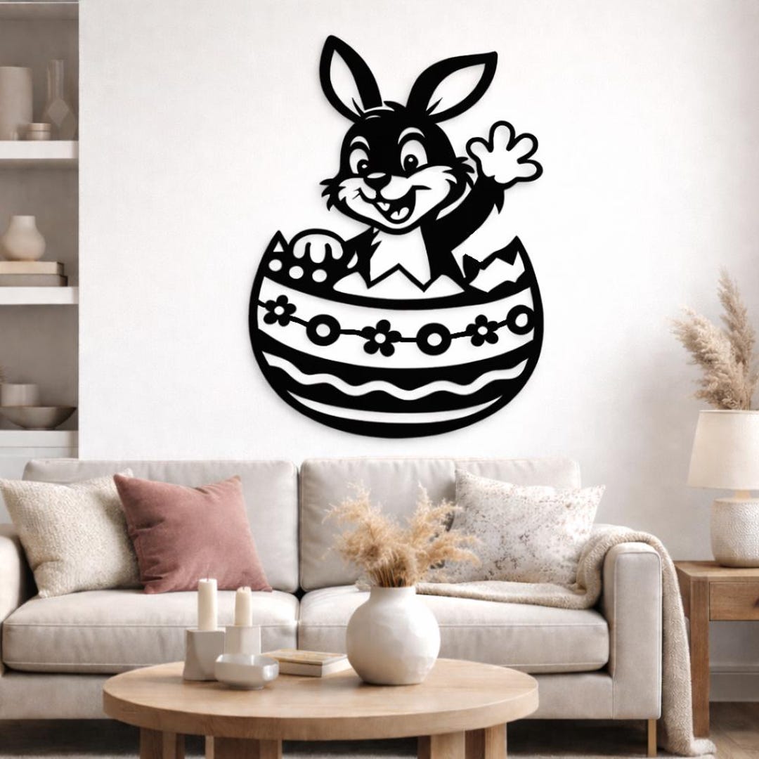 Easter Bunny and Egg DXF SVG– CNC Plasma Cutting File, Vector Bunny Svg ...