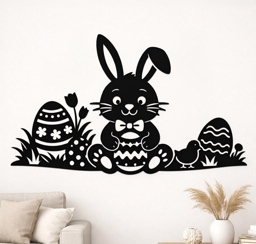 Easter Bunny and Egg DXF SVG– CNC Plasma Cutting File, Vector Bunny Svg ...