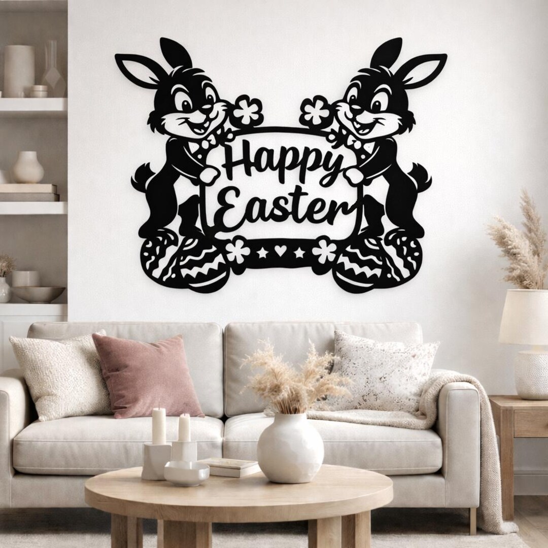 Easter Bunny and Egg DXF SVG– CNC Plasma Cutting File, Vector Bunny Svg ...