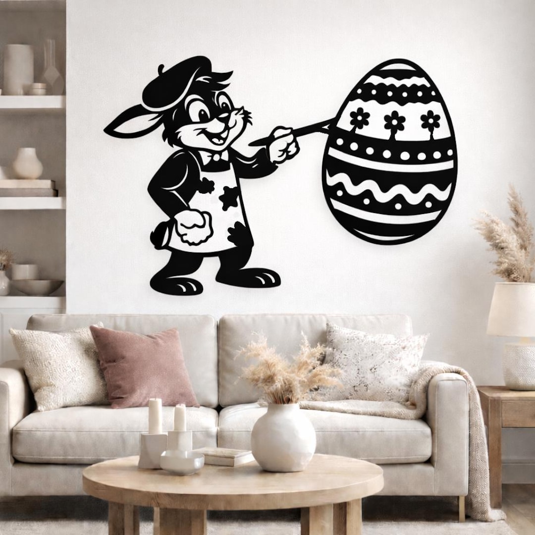 Easter Bunny and Egg DXF SVG– CNC Plasma Cutting File, Vector Bunny Svg ...