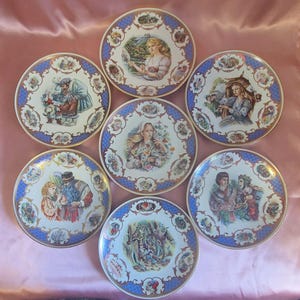 Set of 7 Limited Edition Limoges Fairy Tale Plates by Jégou – 1983 France