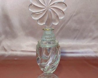 Antique Glass Perfume Bottle with Elegant Stopper – Retro Floral Art Deco Style