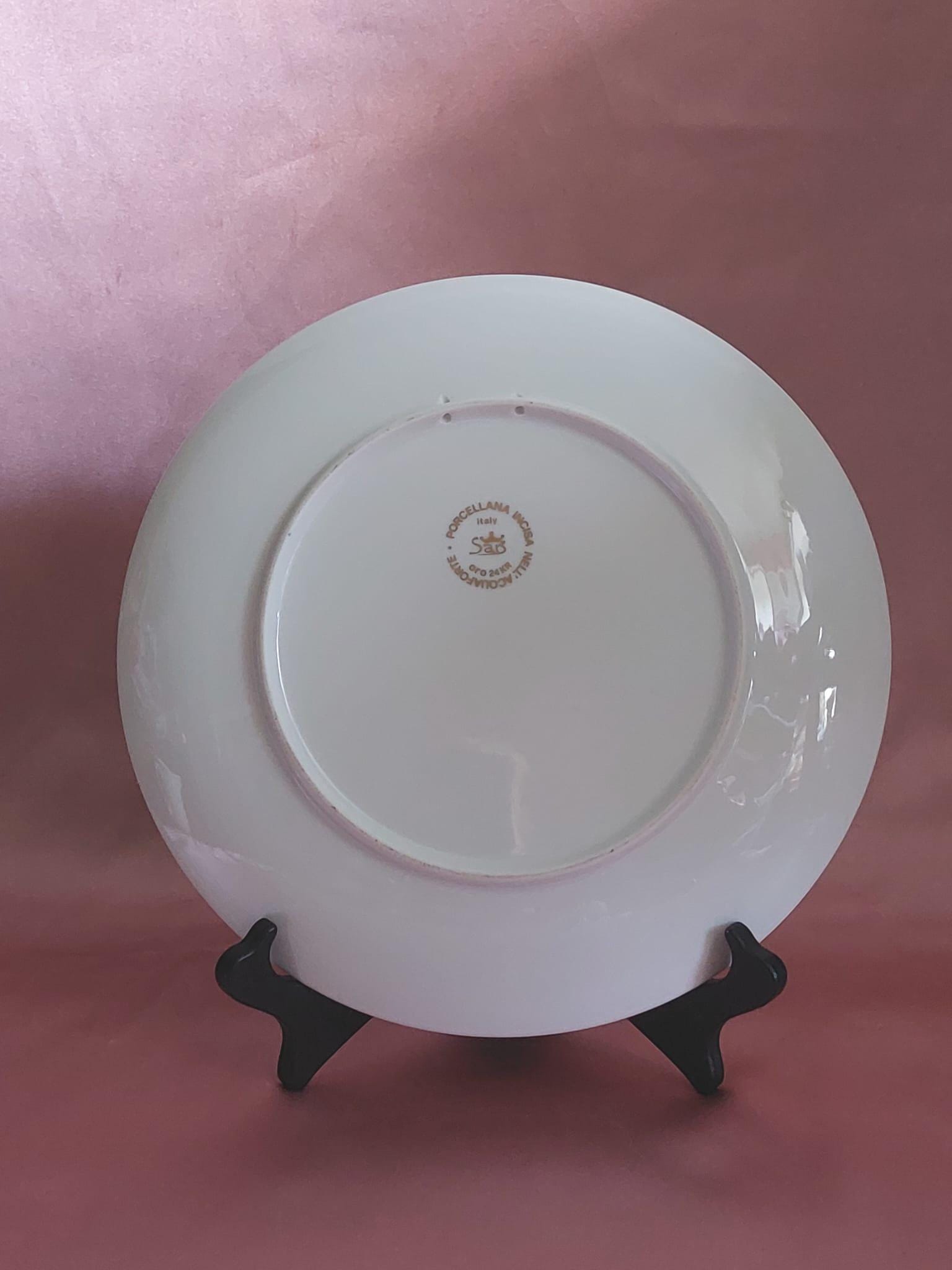 24Kゴールドトリムのヴィンテージイタリア製磁器プレート – Porcellana 