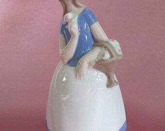 REX Antike Porzellanfigur – Mädchen mit Lamm – Handarbeit aus Spanien – Seltene Vintage Keramikfigur