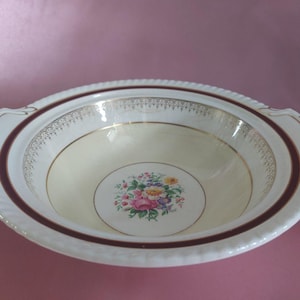 ジョンソンブラザーズ アイアンストーン サービングボウル | ヴィンテージ イングリッシュ フローラル ボウル、1930年代頃