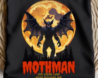 Mothman T-Shirt: Retro Horror Live Laugh Lurk Cryptidcore Tee.