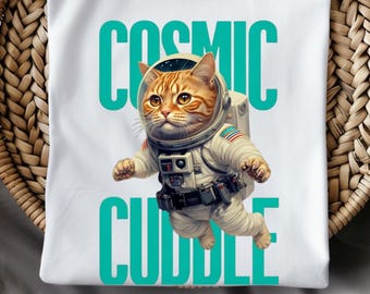 Vintage Cosmic Cuddle: shirt astronaut Cat in Galaxy Space.