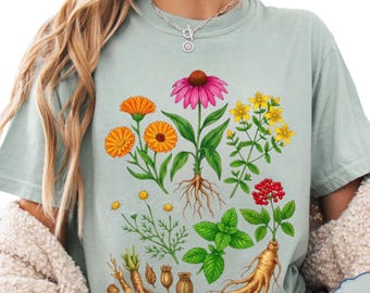 Herbal Plants Shirt, Botanical Tee, Herbalist Gift, Nature Garden Top,