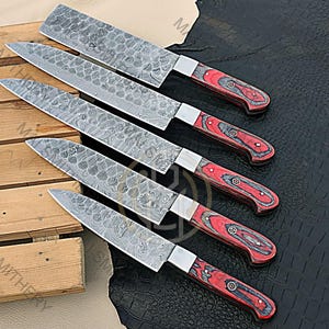 High quality chef knife set- Kitchen Knife set - 5Pcs Knife set - Damascus kitchen knife set a Christmas gifts item