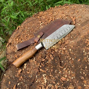 Damascus Handmade Chef Knife Damascus Knife with Rosewood Handle Elegant Anniversary Gift Damascus Chef Knife Wedding Gift For women