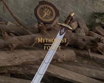 Handmade Percy Jackson Riptide Sword – Brass Hilt, High-Polish Steel Blade