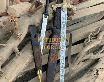 Once Upon a Time  Inspired Prop • Emma & Killian Engraved Dark One Dagger Display Collectible with Scabbard