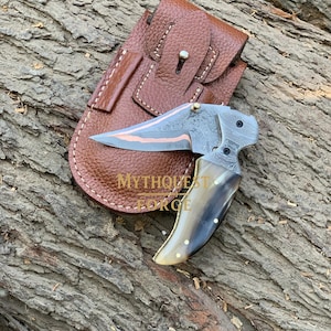Anniversarry Edition Premium Copper Damascus Pocket Knife Handcrafted Copper Folding Knife Unique Luxury Gift Idea