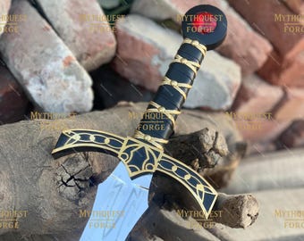 Goldryn Replica Sword, Stainless Steel Fantasy Blade with Leather Sheath