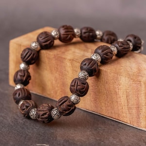 Pure Tulasi Bracelet  Original style Sri Radhe Carving Beads -Handmade Tulasi Style Hare Krishna mala.
