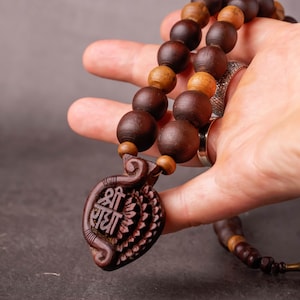 Tulasi Mala with Radhe Pendant: Handmade Kanthi Necklace