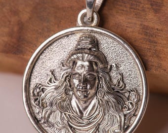 Sterling Silver Lord Shiva Pendant – Hindu Amulet Medallion