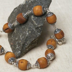 Unisex Original  Pure Silver Tulasi mala 1 round  - Handmade tulsi kanthimala Hare Krishna mala.