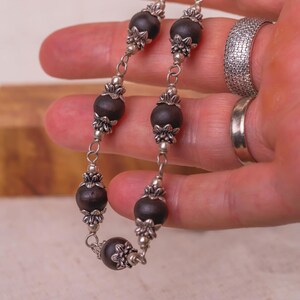 Unisex Original  Pure Silver Tulasi mala 1 round  - Handmade tulsi kanthimala Hare Krishna mala.