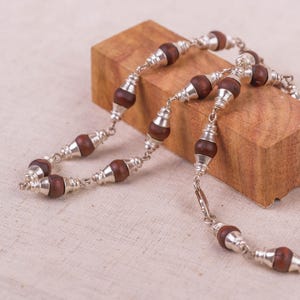 Unisex Original  Pure Silver Tulasi mala 1 round  - Handmade tulsi kanthimala Hare Krishna mala.