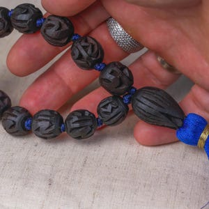 Stylish Tulasi Japa mala Meditation Beads Round, 12 beads Radhe Carving, Hare Krishna