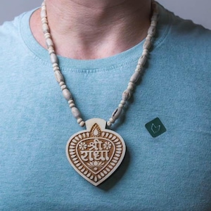 Pure Tulasi mala 1 round with Original style and Radhe name pendant  -Handmade tulsi kanthimala Hare Krishna mala.