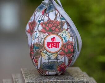 Sri Radhe Lotus Japa Bag: Hare Krishna Prayer Beads