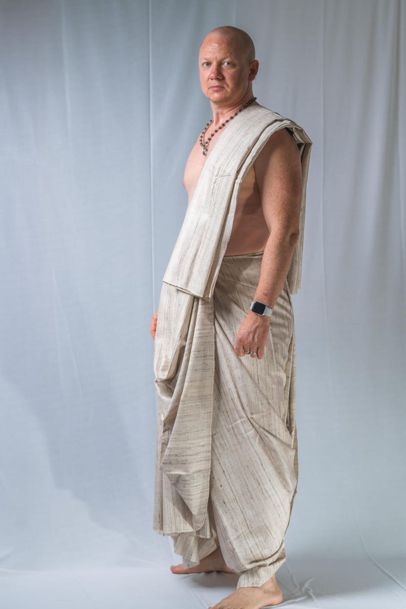 Set Dhoti in pura seta: abbigliamento spirituale in stile Krishna con regalo immagine 9