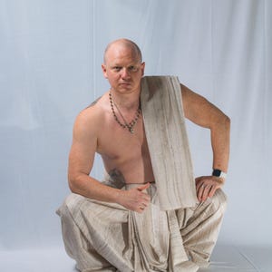Set Dhoti in pura seta: abbigliamento spirituale in stile Krishna con regalo immagine 3