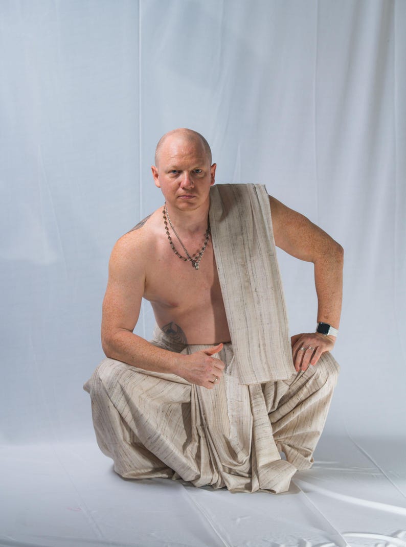 Set Dhoti in pura seta: abbigliamento spirituale in stile Krishna con regalo immagine 3